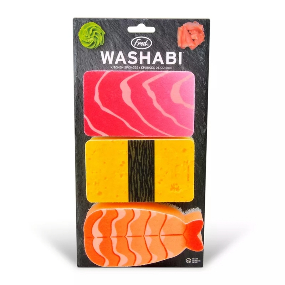Fred Washabi Kitchen Sponges - Pink, Yellow, Orange